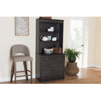 Baxton Studio DR 883701-Wenge Agni Buffet and Hutch Kitchen Cabinet in Dark Brown